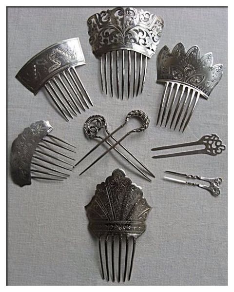 Antique silver hair combs southerbellekari